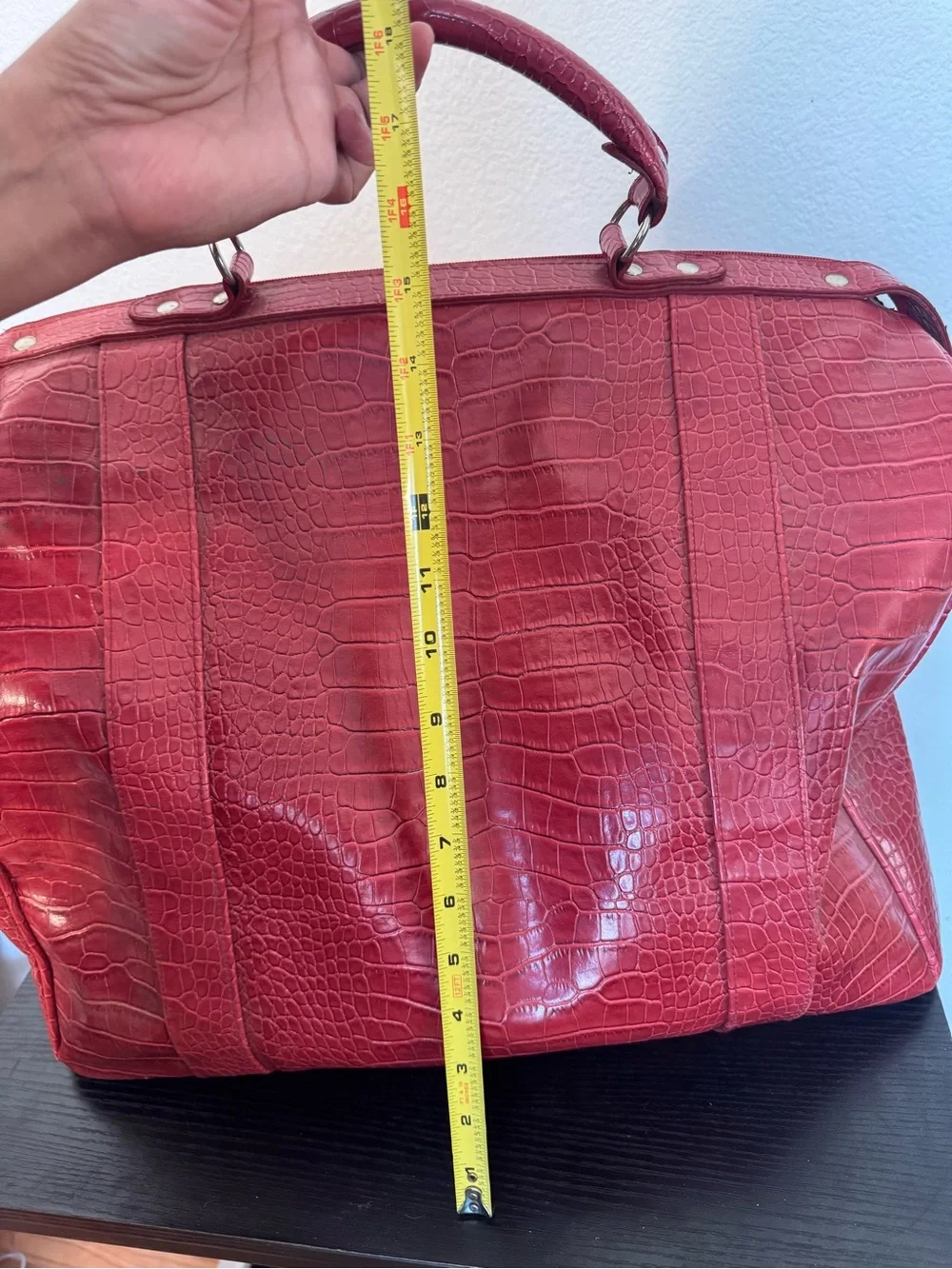Bath & Body Works Red Faux-Croc Duffle Bag